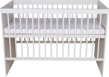 Дитяче ліжко KMbaby TANY White 120x60 см - Регульоване по висоті ліжечко з соснового дерева (без матраца)