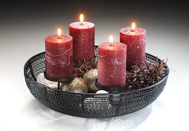 Декоративна чаша вінок для свічок Різдвяний вінок-металевий чорний - для 4 свічок