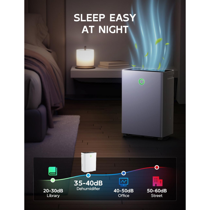 Електричний осушувач повітря 12л/24г з автоматичним та безперервним зливом (шланг у комплекті), для спалень та підвалів, LED-дисплей, тихий, з таймером