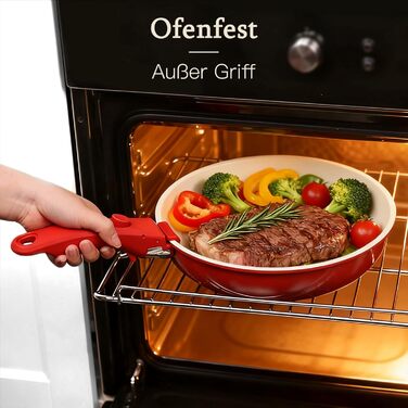 Набір посуду GiPP: 11 предметів, керамічне антипригарне покриття, знімні ручки, для всіх плит, духовка, червоний градієнт