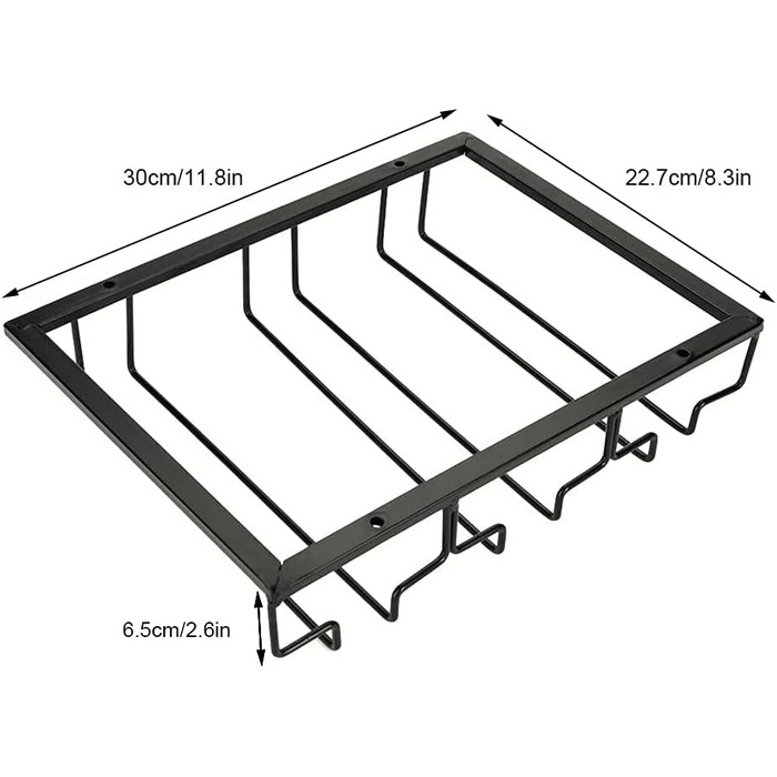 Зовнішній тримач для винних келихів, чорний, Келихи для вина підвісні, Тримач для келихів з нержавіючої сталі, Кухня Бар Ресторан 30см