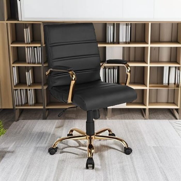 Офісний крісло Flash Furniture - крісло для шефа, біле шкіряне, з червоно-золотим каркасом, 61x58,5x103,5 см