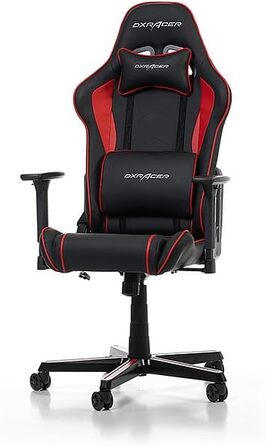 Геймерське крісло DXRacer Prince P08, шкірозамінник, чорне-червоне, для людей зростом до 185 см