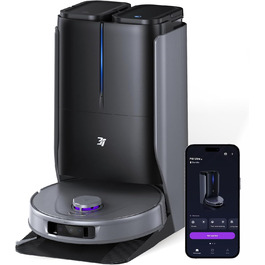 Робот-пилосос 3i P10 Ultra S з вологою ганчіркою, станція самостійного очищення, 18000 Па, для прибирання кутів, миття та сушіння, самостійне очищення та заправка, знімний моп, чорний