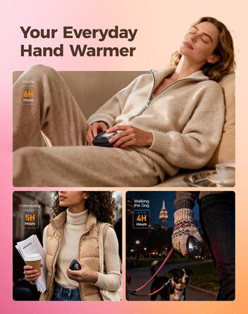 Електричні грілки для рук OCOOPA 2 шт., стильні, у формі діаманта з магнітом, перезаряджувані, для жінок, подарунок на Різдво, для синдрому Рейно, піших прогулянок, кемпінгу, UT4 Rare (чорний)