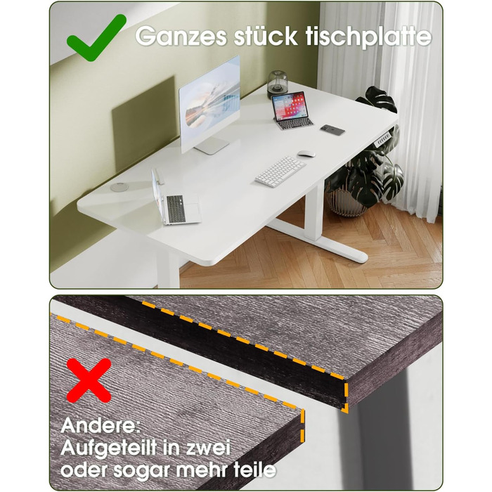 Електричний регульований стіл Flamaker з пам'яттю, ігровий стіл з USB-зарядкою (160 x 60 см)