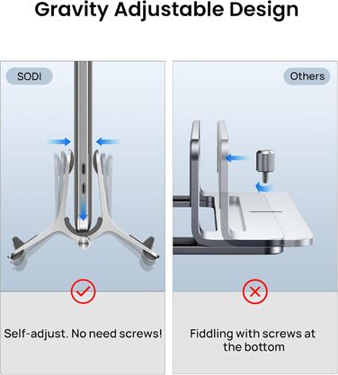 Підставка для ноутбука SODI вертикальна, автоматична, з алюмінію, для MacBook Pro/Air, ноутбуків, планшетів, телефонів (срібна)