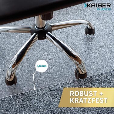Килимок для стільця Kaiser Plastic з полікарбонату, Made in Germany, для килимового покриття, 90 x 120 см, прозорий, класичний