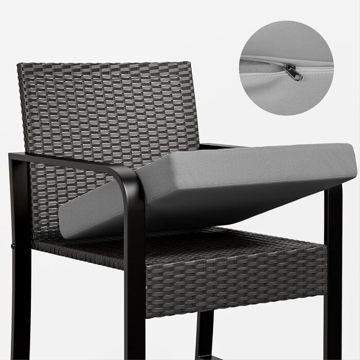 Набір садово-розкішних меблів Bealife з ротангу на 2 особи: для балкона, тераси, внутрішнього двору, саду (сірий)