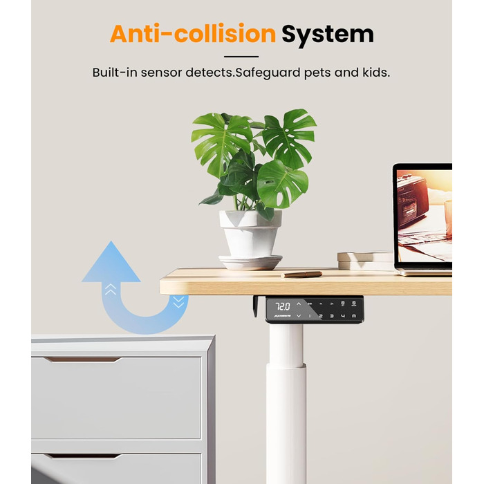 Електричний регульований стіл MAIDeSITe EL2 Pro Art з овальною основою, Dualmotor, 180 кг, 4 пам'яті, захист від зіткнень (білий)