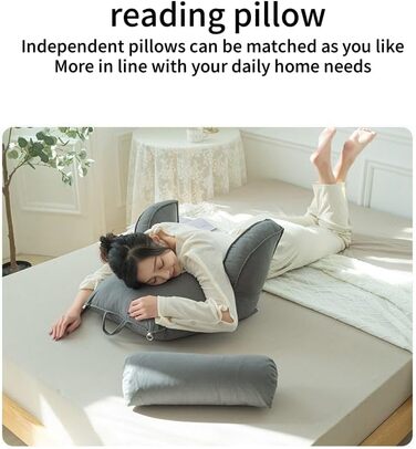 Зручне крісло-мішок з підголівником та кишенею, ергономічне крісло для читання, відпочинку, офісу (75x40x50 см, Коричневе)