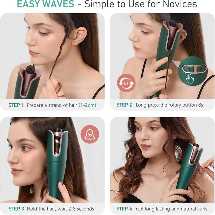 Автоматичний локон Janelove для довгих волосся, 25 мм, негативні іони, 4 температури