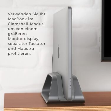 Підставка для ноутбука Vertikaler: стильна підставка для MacBook, MacBook Air, MacBook Pro (сірий)
