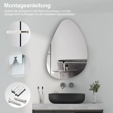 Дзеркало для ванної кімнати Spiegel Schwarz 40x60 см з металевим каркасом, прямокутне, для ванної, вітальні, спальні, гостьового туалету