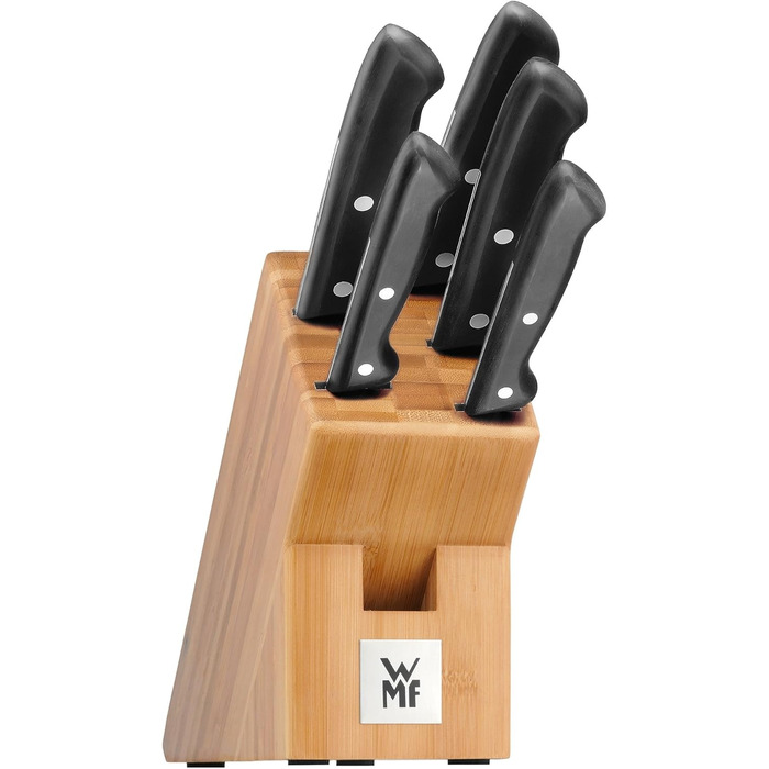 Набір ножів WMF Classic Line з бруском для ножів, 6 предметів, бамбуковий брусок, спеціальна сталь для лез