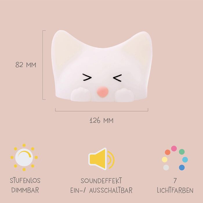 Дитячий LED нічник MegaLight (Catty) — регульований сенсорний світильник для дітей та немовлят, USB-зарядка