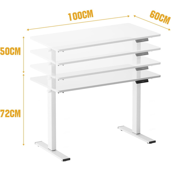 Електричний регульований по висоті стіл 160x60 см Стіл сидячи з управлінням пам'яттю, білий