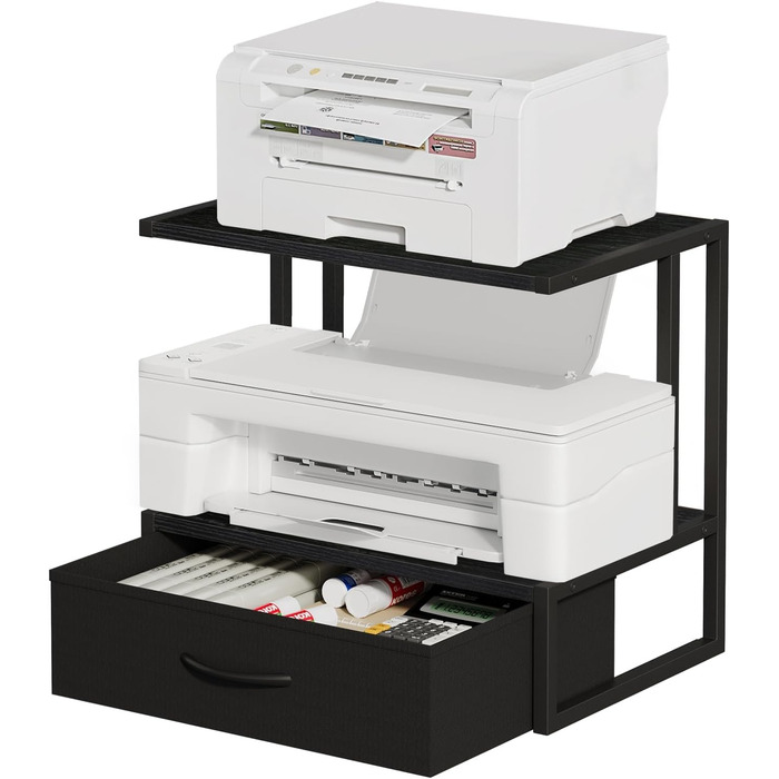 Підставка для принтера з ящиком для документів, органайзер на стіл для офісу та дому, чорний