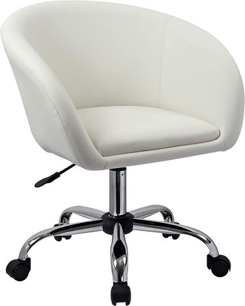 Шикарний стілець-каталка Duhome офісний стілець зі штучної шкіри косметичний стілець обертовий стілець регульований по висоті обертовий вибір кольору, Білий