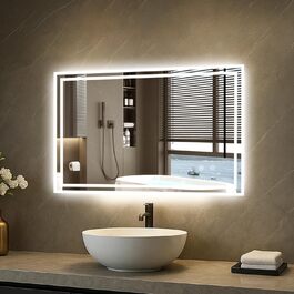 Дзеркало для ванної кімнати Youyijia з підсвічуванням, 70x50 см, антизапітніюче, сенсорне керування, 3 кольори світла, регулювання яскравості, 3500K-6500K