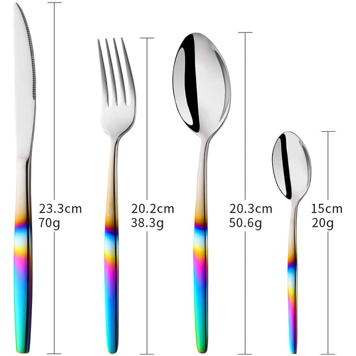 Ніжний набір столових приборів з нержавіючої сталі, 16 предметів, кольоровий ручка, для 4 осіб, екологічний посуд для вечірок, пікніків, кемпінгу та подорожей, придатний для миття в посудомийній машині
