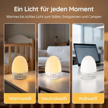 Нічник дитячий JolyWell з генератором білого шуму, RGB підсвічування, 3 режими температури, димер, 18 звуків, таймер, USB-C зарядка