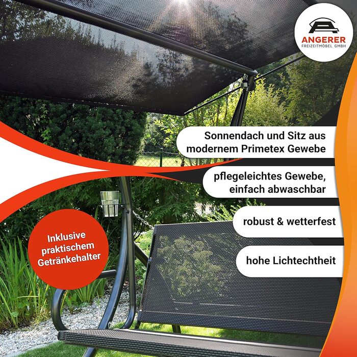 Гойдалка Анґерер Голлівуд Елеганс Джой – для сидіння, відпочинку та сну, з функцією ліжка, легка збірка, Made in Germany, високоякісна тканина, темно-сіра