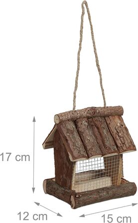 Годівничка для птахів Relaxdays, дерево, ВхД 17x15x12 см, з силосом, годівниця для птахів, природа (60 символів)