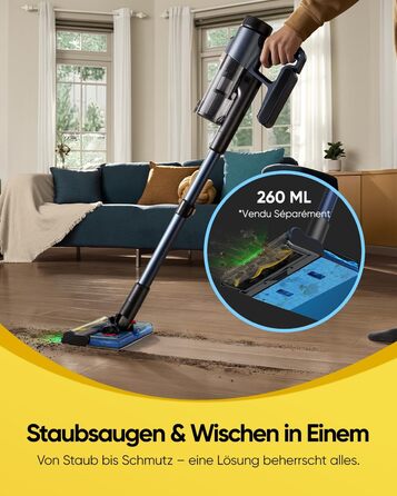 Акумуляторний пилосос Vexilar Leichter 50Kpa, 50хв, 450W, LED-дисплей, 6-в-1 для килимів, підлоги, шерсті тварин, авто, синій