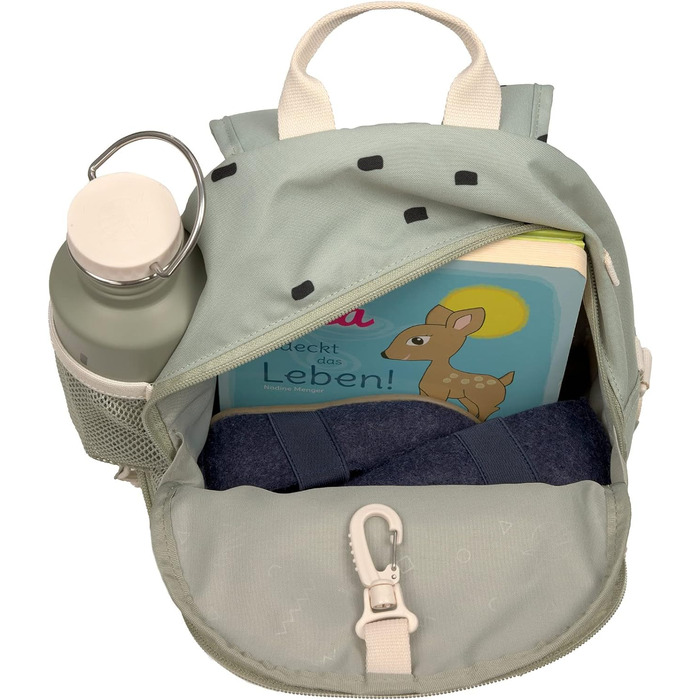 Дитячий рюкзак з нагрудним ременем Сумка для дитячого садка Рюкзак для дитячого садка 27 см, 4,5 л зверху, 1,5 л знизу, 3 роки/Міні рюкзак (Happy Prints Olive)