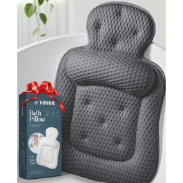 Подушка для ванни під голову та шию з 3D-сітки, 54 присоски, сіра. Аксесуар для релаксації у ванні та душі, подарунок
