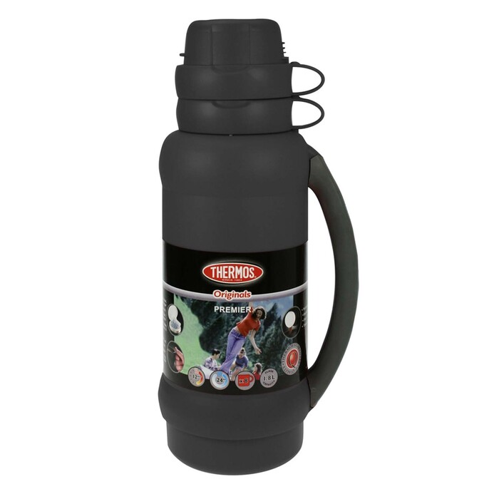 Термос THERMOS PREMIER зі скляною колбою, чорний, 1,8 л