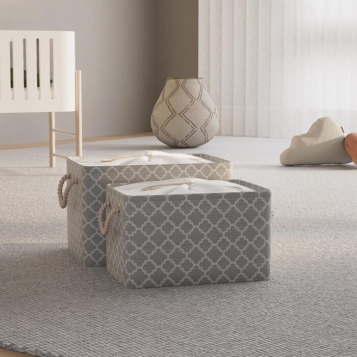 OUTBROS Коробки для зберігання 33 x 23 x 20 см, 3 шт. (Сірий, з мішком, ручка, складні)