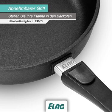 Індукційна сковорода ELAG Ø28 см, литий алюміній, міцне антипригарне покриття