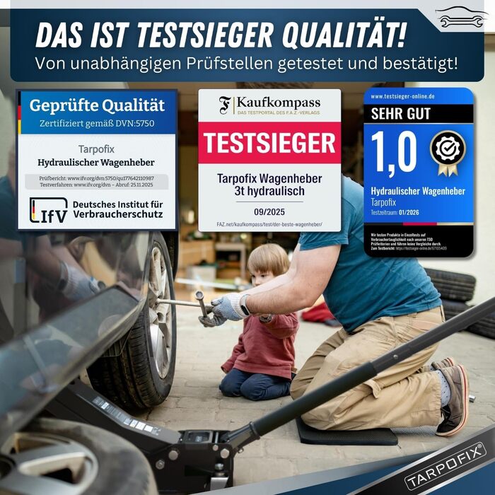 Гідравлічний домкрат Tarpofix 3т (85-475 мм) для позашляховиків та легкових авто | Низькопрофільний домкрат з подвійним циліндром
