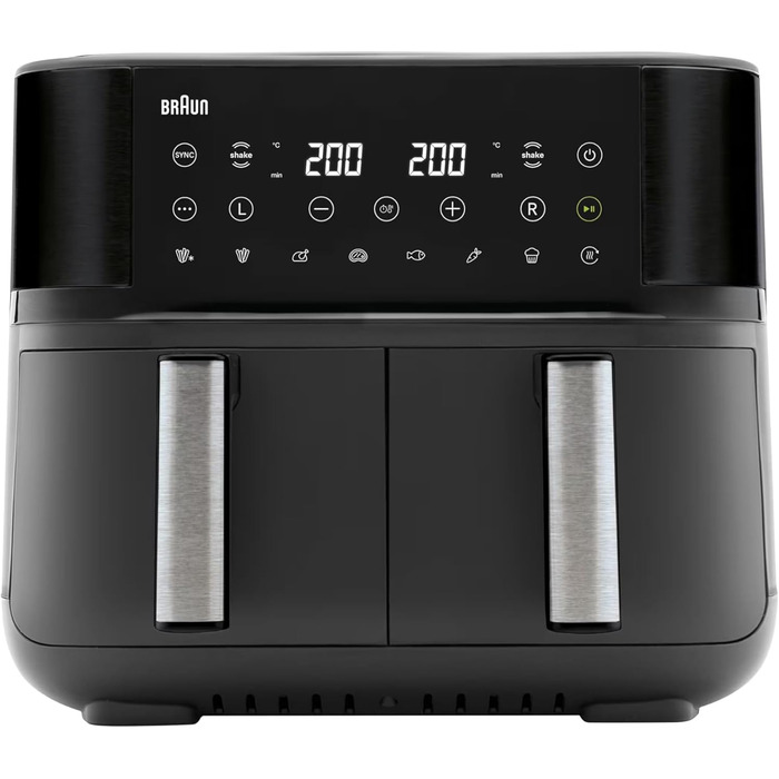 Фритюрниця повітряна Braun MultiFry 3 HF 3030, 4.3 л, 1500 Вт, цифрове керування, 8 програм, чорна