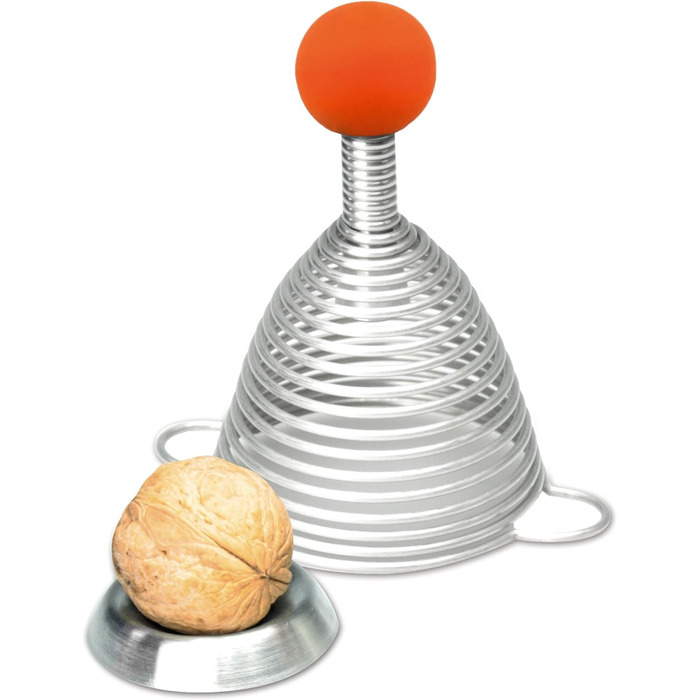 Горіхокол з нержавіючої сталі NAOMI з помаранчевим гумовим м'ячем помаранчевий, сріблястий, 2