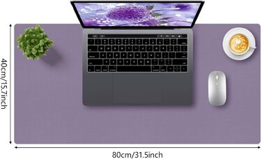 Килимок для столу та миші XXL Niviy (80x40 см), водонепроникна підкладка зі штучної шкіри PU, захисний килимок для офісу та дому, лавандовий