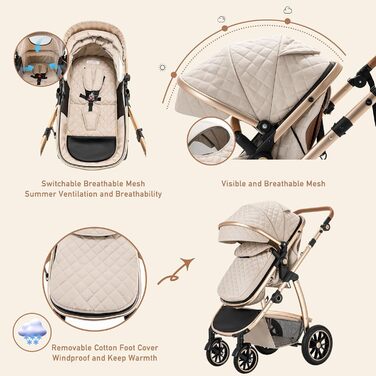 Дитяча коляска 3 в 1 Kinderwagen SK20-Schwarz: система подорожей, автокрісло, прогулянкова коляска, комбінована, з дощем, москітна сітка, алюмінієвий каркас, для дітей 0-4 роки
