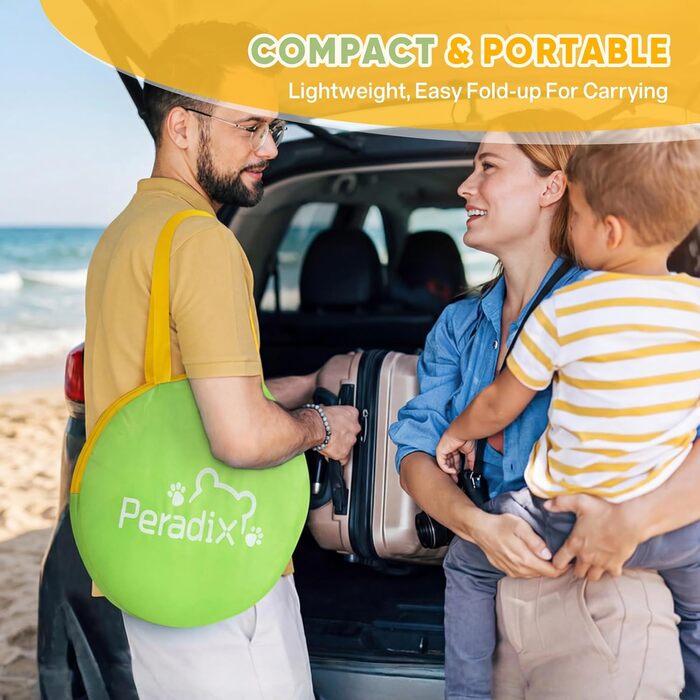 Дитячий басейн-намет Peradix 4-в-1 з UV захистом, басейн для кульок, москітна сітка, портативний, літній, жовто-зелений
