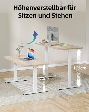 Електричний регульований стіл BEXEVUE 120x60 см, білий. Стіл для роботи з пам'яттю, комп'ютерний. Матеріал: акорн