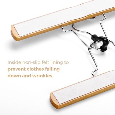 Дерев'яні вішалки для штанів та одягу House Day: 25 вішалок для спідниць, 11 для штанів, білі, з кліпсами, 360° обертання, 35,5 см (натуральне дерево)