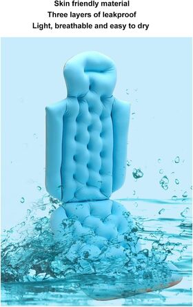 Подушка для ванни Ganzk?rper з неслизьким дном, м'який матеріал, для дорослих та гарячих джерел (блакитний)