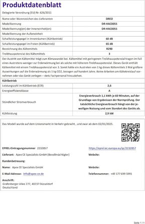 Мобільний кондиціонер Dreo 10000 BTU з охолодженням без дренажу, керуванням через додаток/голос/пульт, таймером 24 години та функцією вентилятора/зневожувача, AC515S
