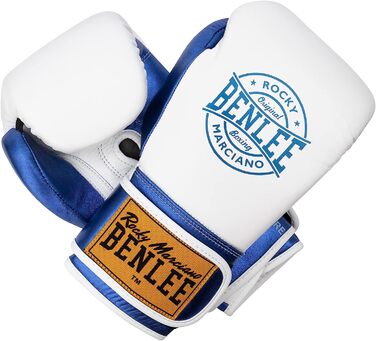 Боксерські рукавички Benlee зі шкіри METALSHIRE (біло-блакитні, 14 унцій)