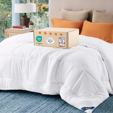 Ковдра BEDSURE 135x200 см - чотирисезонна, для алергіків, біла, 300 GSM, Oeko-Tex сертифікат