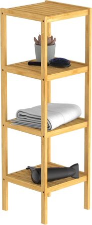 Багатофункціональний табурет з бамбука для ванної кімнати EISL BMBA02-BH2 з 4 полицями, 35 x 45 x 35 см