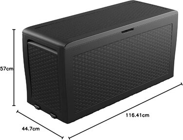 Ящик для зберігання Keter Truhe Samoa 270л, графіт, з імітацією ротанга, 116.7x44.7x57 см