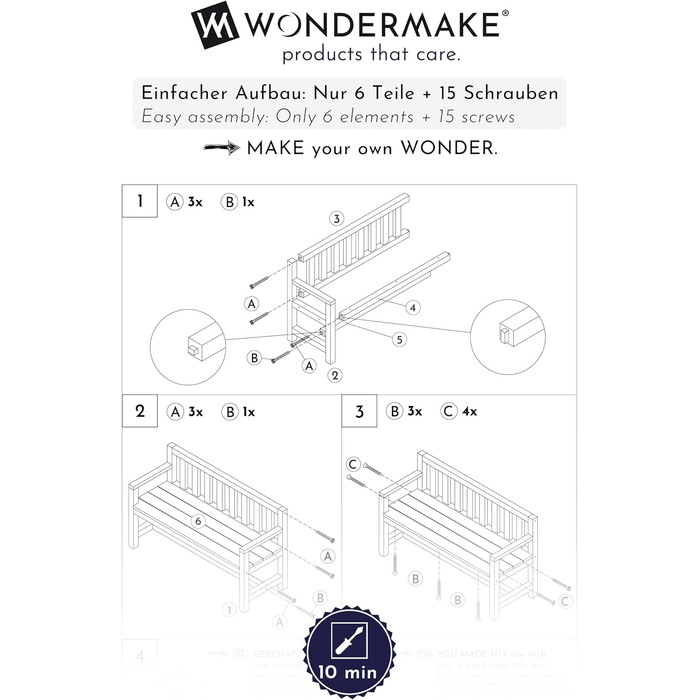 Дитяча дерев'яна лавка Kinder-Gartenbank для саду та відпочинку, 2-місна, з текстильним покриттям та спинкою, масив, білий/сірий/антрацит