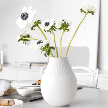 Ваза Villeroy & Boch Manufacture Collier 20 см, біла - сучасна ваза для квітів, декор, преміум фарфор Perle Transparent Hoch